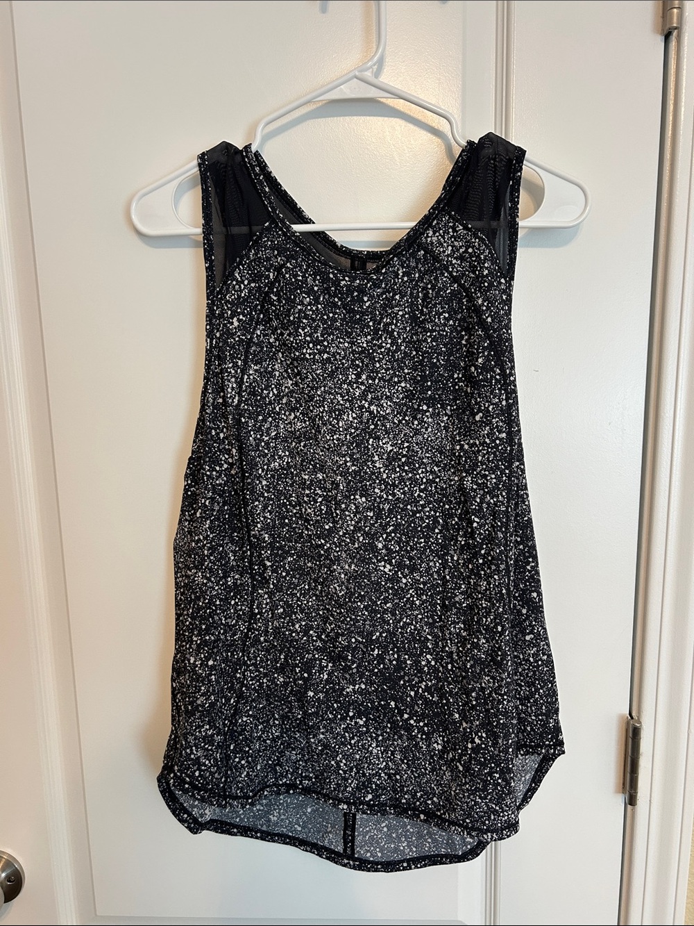lululemon athletica Black & White Speckle Mesh-Shoulder Tank